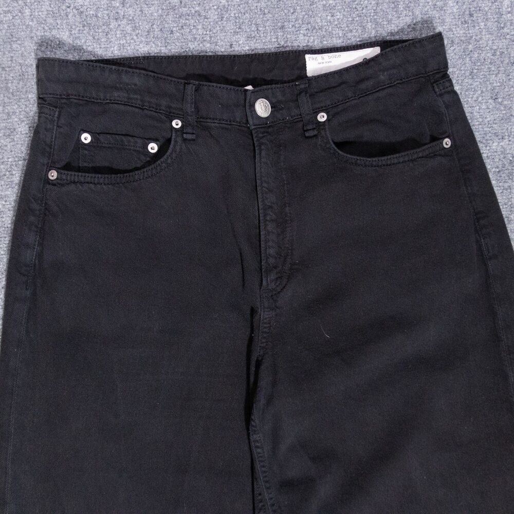 Rag & Bone Logan Mid Rise Wide Leg Black Denim Relaxed Jeans Women's 30 - Picture 2 of 7